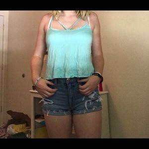 light blue tank top
